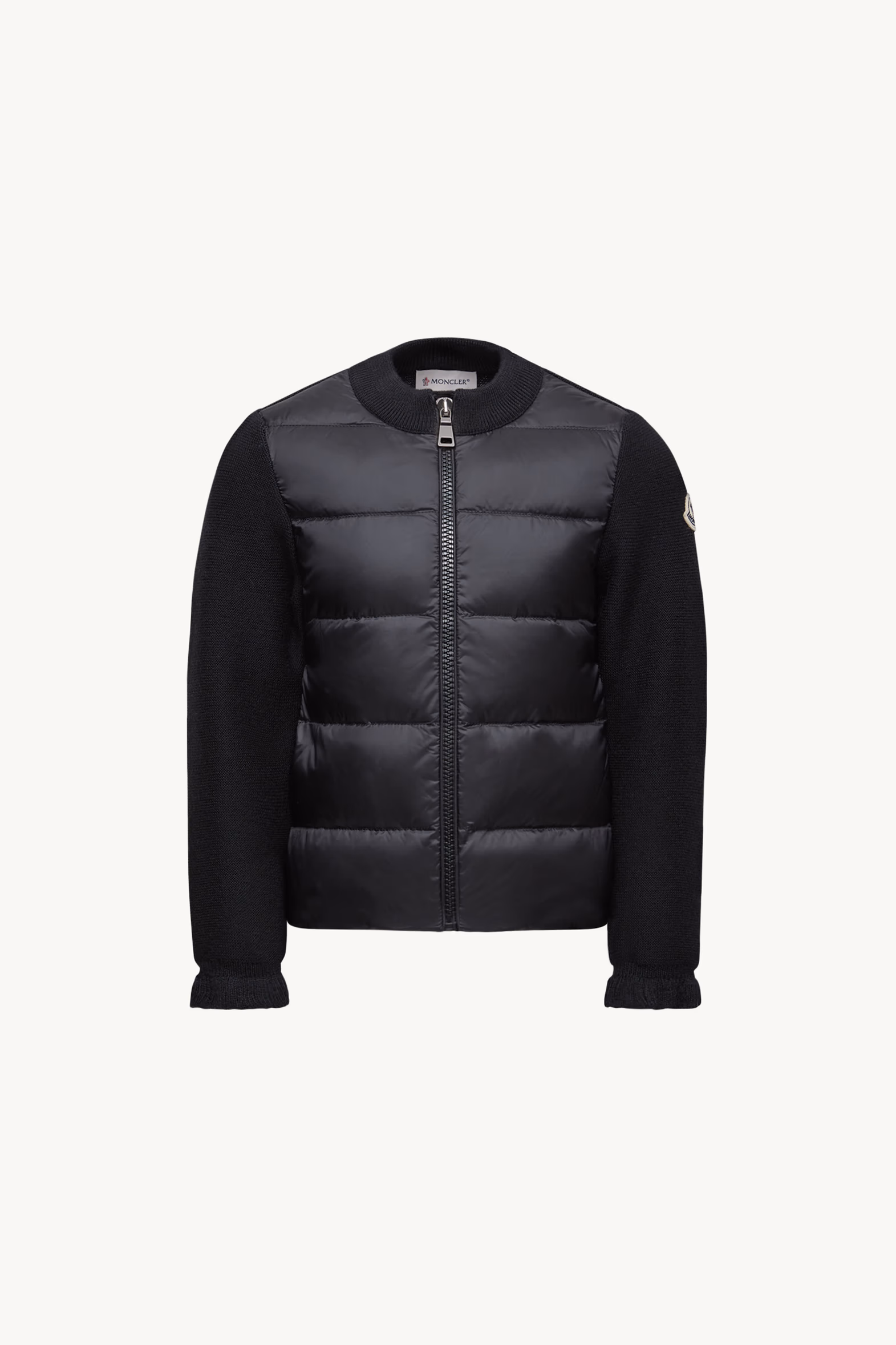 Padded Wool Zip-Up Cardigan Girl Black Moncler 0